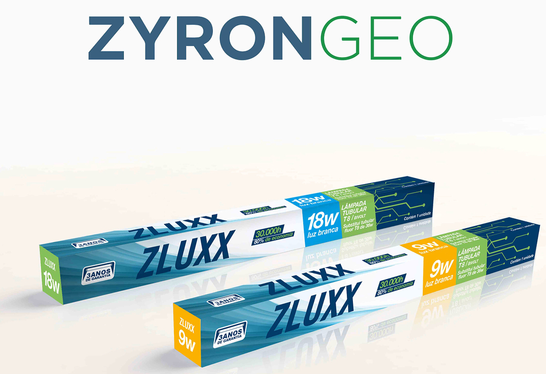 Design de embalagem Zyron Geo — Agência Mac Group